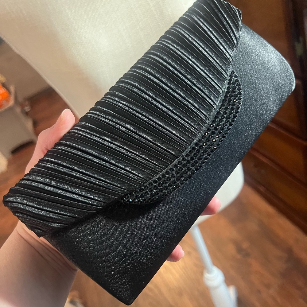 Charming Charlie Black Textured Clutch